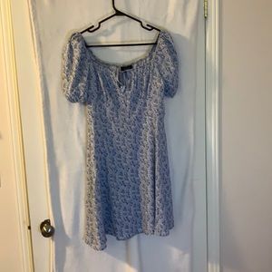 Cider blue floral puff sleeve dress
